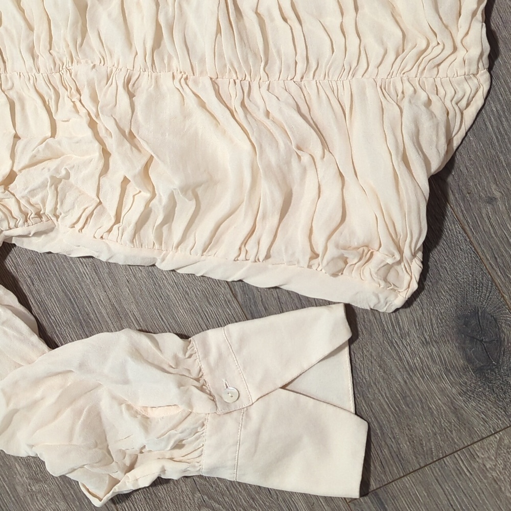 Talbots Vintage Pure Silk Ruched Button Down Blouse - Picture 6 of 11